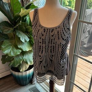 Express Grey/Silver Embellished Women's Tank Top- Size Medium